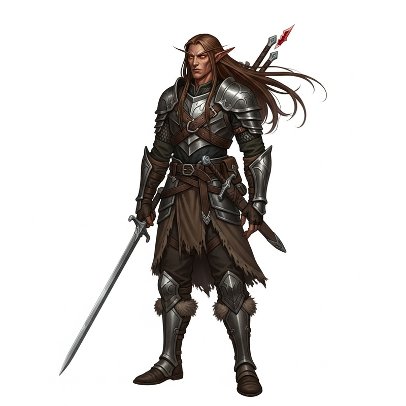 Copper-Skinned Wood Elf Mercenary | Rugged Fighter Copper-Skinned Wood Elf Mercenary | Rugged Fighter