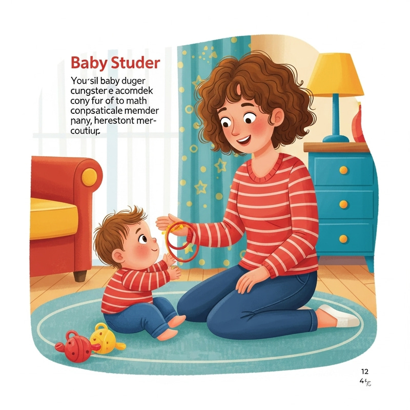 Joyful Babysitter Playing with Cute Child | Whimsical Kids Book Illustration Joyful Babysitter Playing with Cute Child | Whimsical Kids Book Illustration