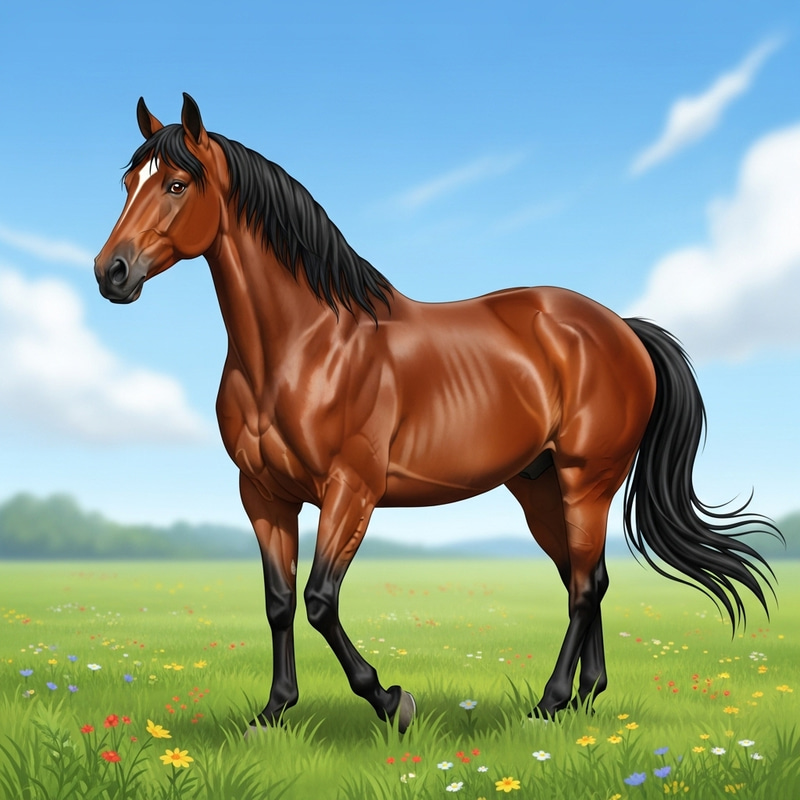 Majestic Brown Horse in Scenic Landscape