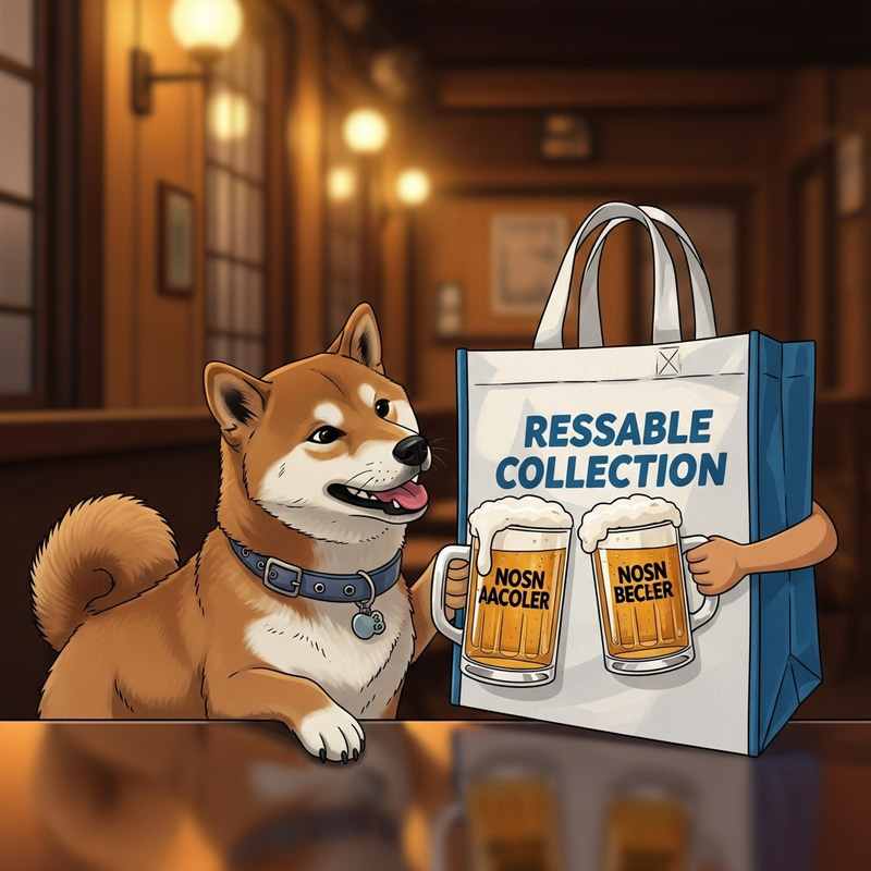 Shiba Inu and GVÖ Collection Bag Enjoying Beer at Pub Shiba Inu and GVÖ Collection Bag Enjoying Beer at Pub