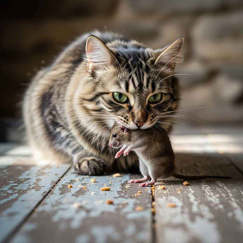 Cat Eating a Rat: Nature's Hunting Skills