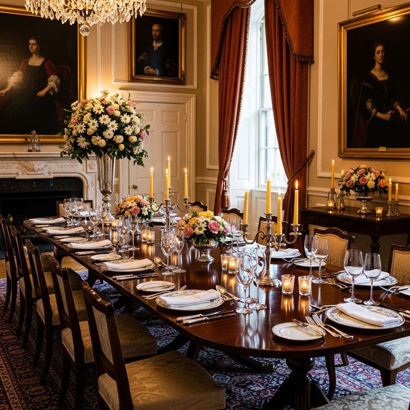 Elegant Formal Dinner Setup for High Society Gatherings