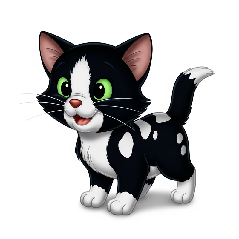 Taz the Playful Black and White Kitten | Animated Disney Pixar Style Taz the Playful Black and White Kitten | Animated Disney Pixar Style