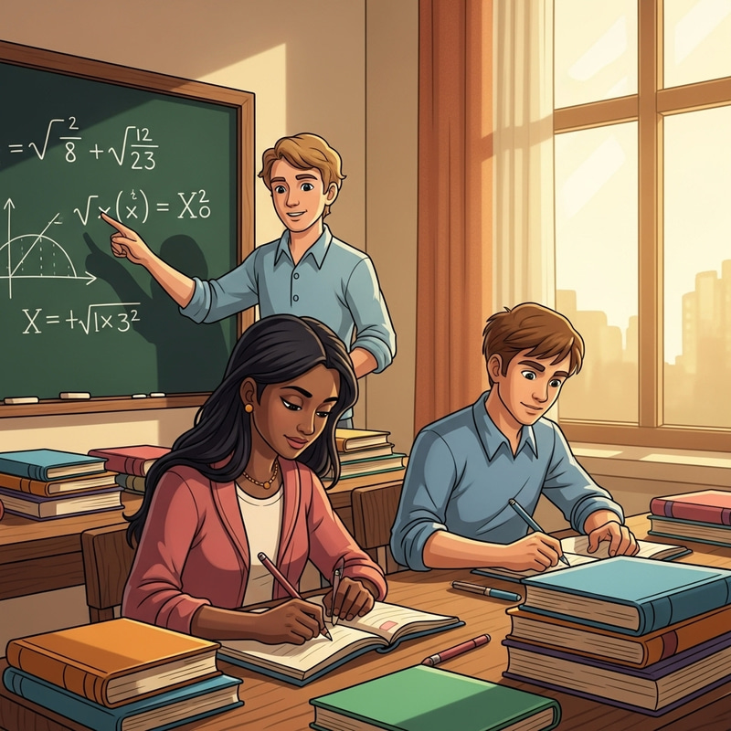 Cheerful Classroom Collaboration in Cartoon Style