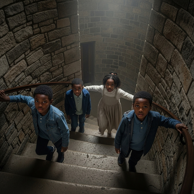 Spiral Staircase Guide: Ghostly Girl Leads Boys in Lighthouse Spiral Staircase Guide: Ghostly Girl Leads Boys in Lighthouse