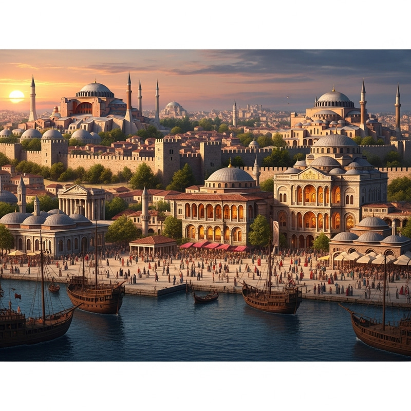 Iconic Constantinople in Byzantine Era: Dusk View & Landmarks Iconic Constantinople in Byzantine Era: Dusk View & Landmarks