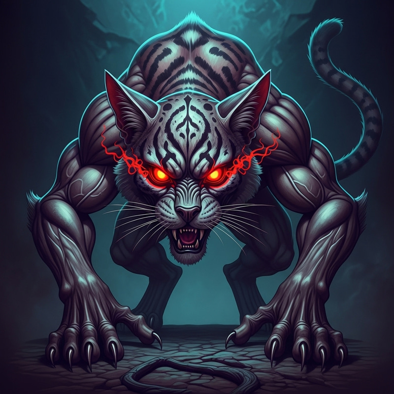 Vibrant Demonic Cat with Glowing Red Eyes | Supernatural-Inspired Vibrant Demonic Cat with Glowing Red Eyes | Supernatural-Inspired