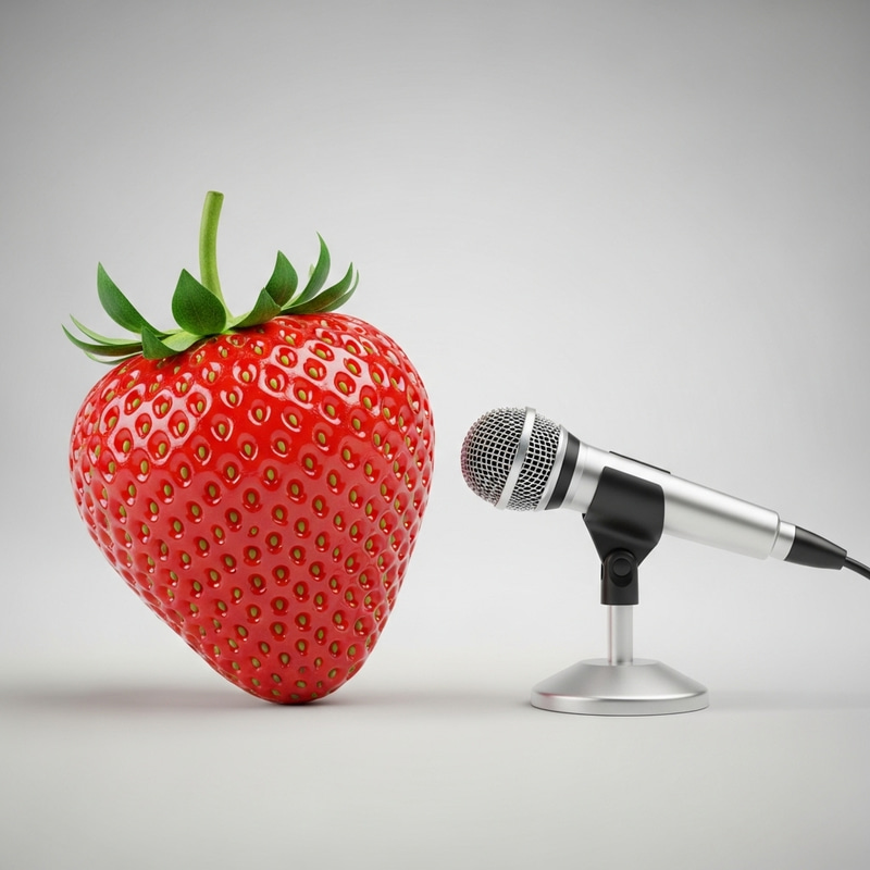 Ripe Strawberry & Microphone: Sweet Speech Setup Ripe Strawberry & Microphone: Sweet Speech Setup