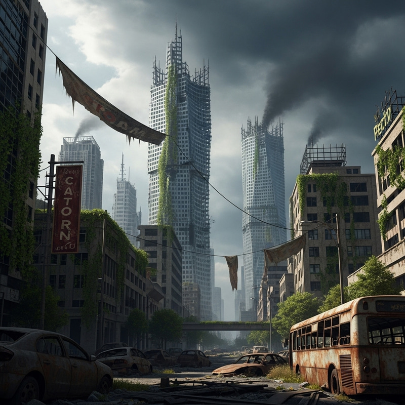 Apocalyptic Ruined Cityscape | Desolate Dystopian Scene