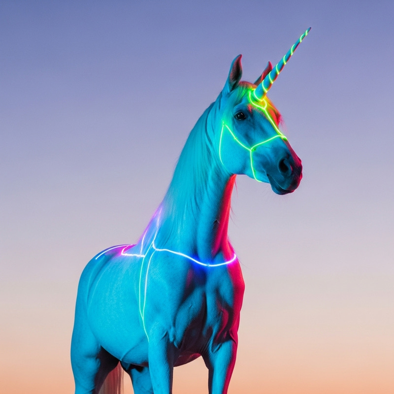 Neon Unicorn: Majestic Glow in Twilight Neon Unicorn: Majestic Glow in Twilight