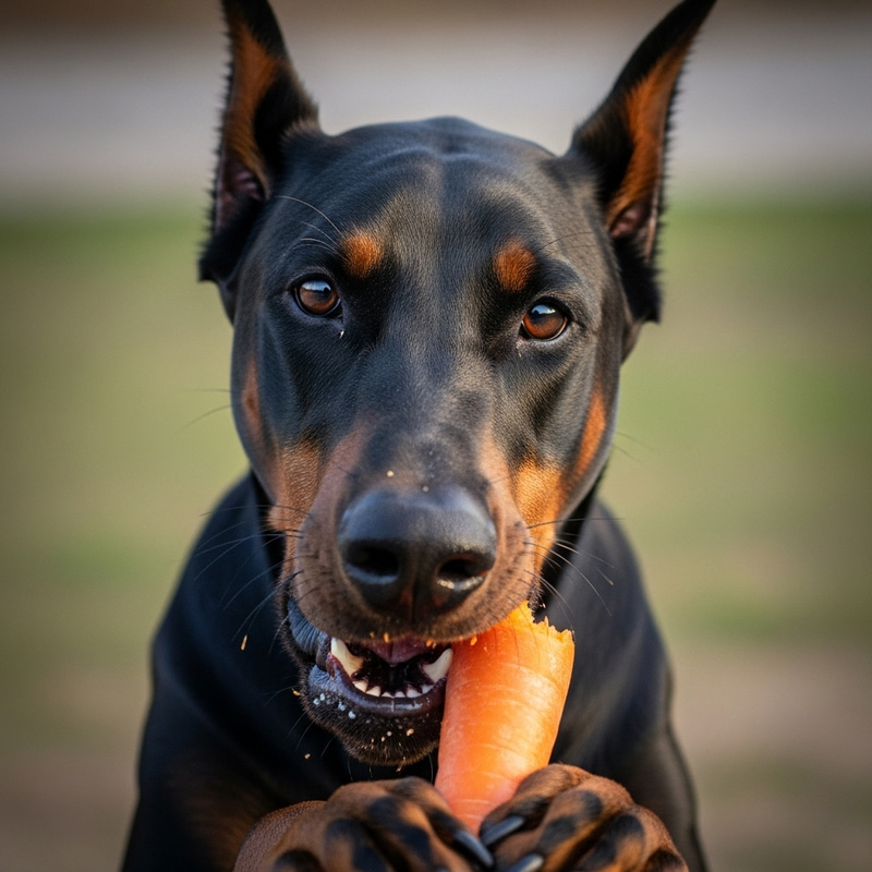 Black Doberman Eating Carrot: An Endearing Sight Black Doberman Eating Carrot: An Endearing Sight