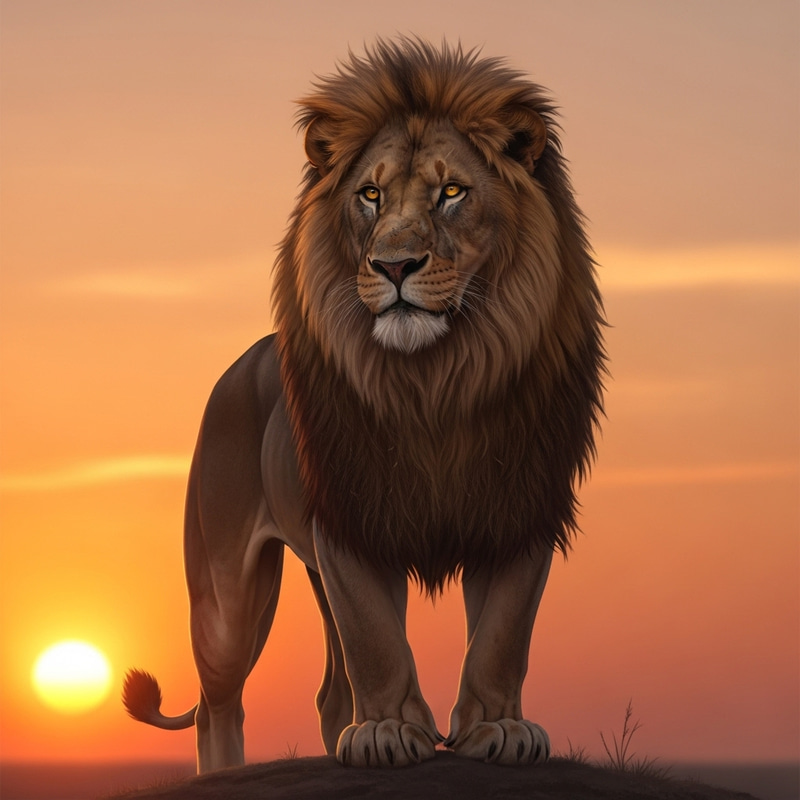 Ancient Lion at Sunset Ancient Lion at Sunset