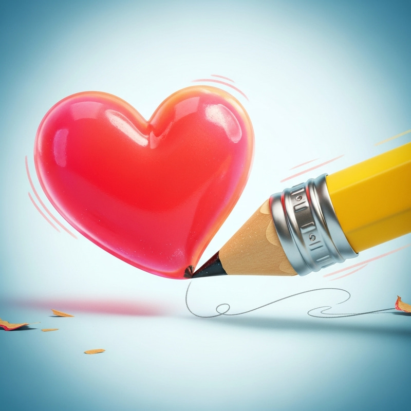Pixar Style Heart with Pencil Design