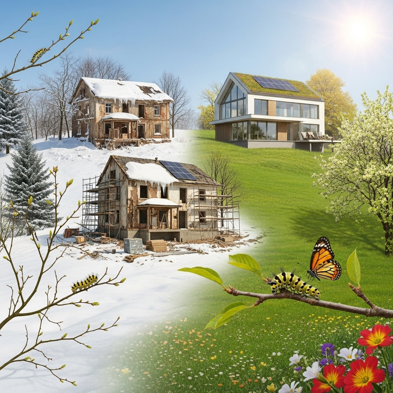 Visualizing Change & Transformation: Old House to Modern Villa Visualizing Change & Transformation: Old House to Modern Villa