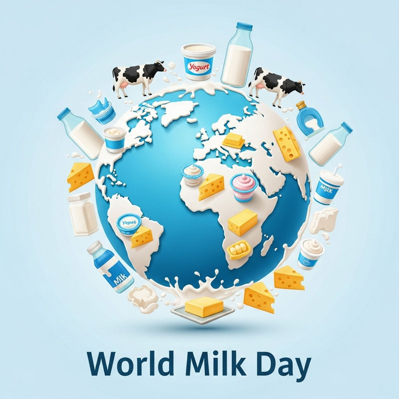 World Milk Day Globe: Diversity in Dairy Illustration World Milk Day Globe: Diversity in Dairy Illustration