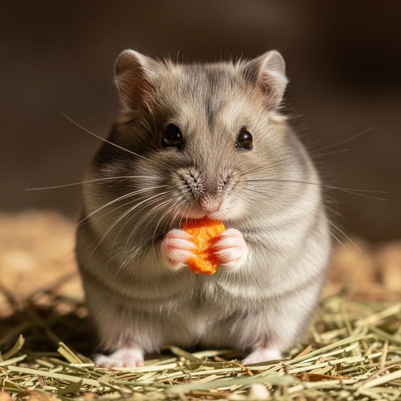 Cute Gray Hamster Snacking - Adorable Hamster Pics