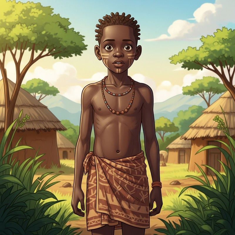 12-Year-Old African Boy in Unique Tribal Attire