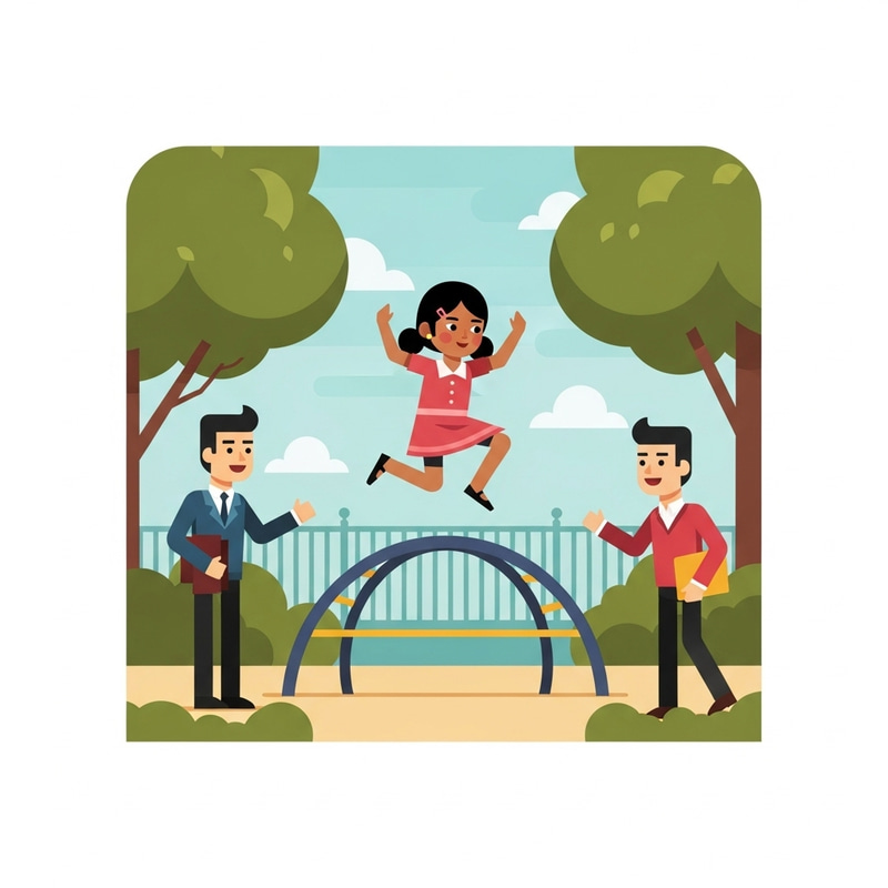 Geometric Figures Animation: Cute Girl  Jumping in Park Geometric Figures Animation: Cute Girl  Jumping in Park