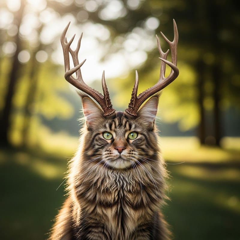 Deer Antlered Cat - Mythical Creature Deer Antlered Cat - Mythical Creature