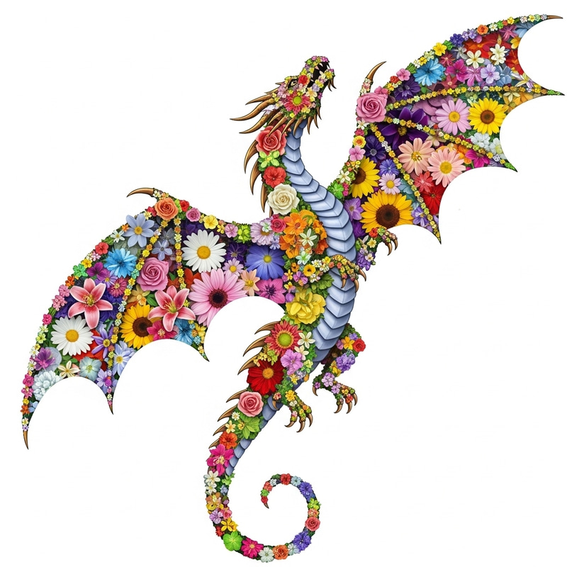 Graceful Dragon Floral Body Tattoo Design Graceful Dragon Floral Body Tattoo Design