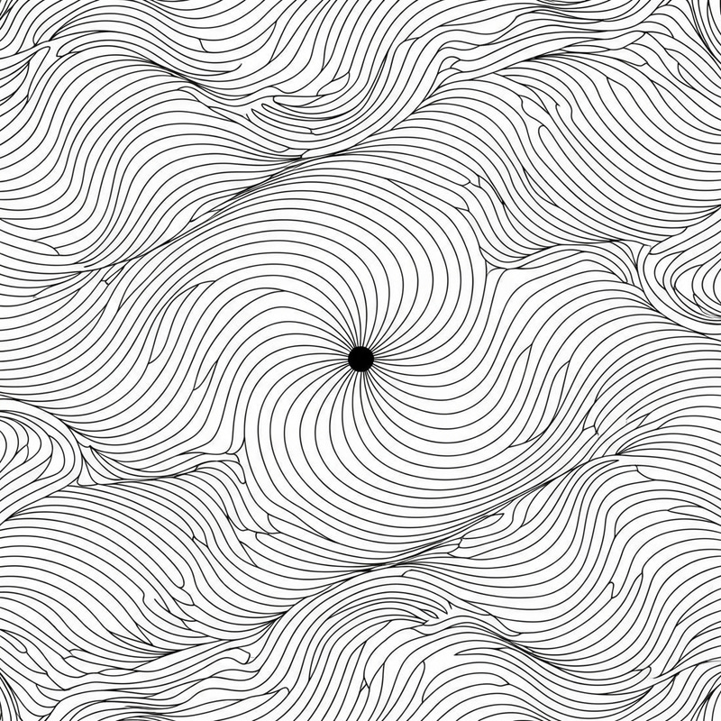 Black Wavy Line Pattern with Center Dot Design Black Wavy Line Pattern with Center Dot Design