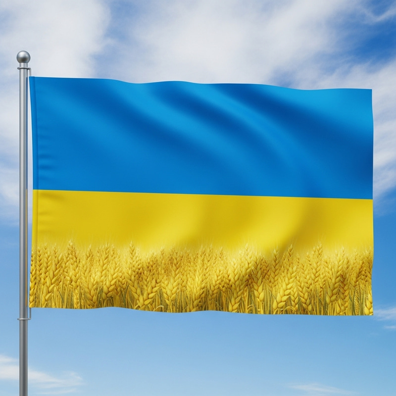 Ukrainian Flag Against Azure Sky - Vivid Imagery Ukrainian Flag Against Azure Sky - Vivid Imagery
