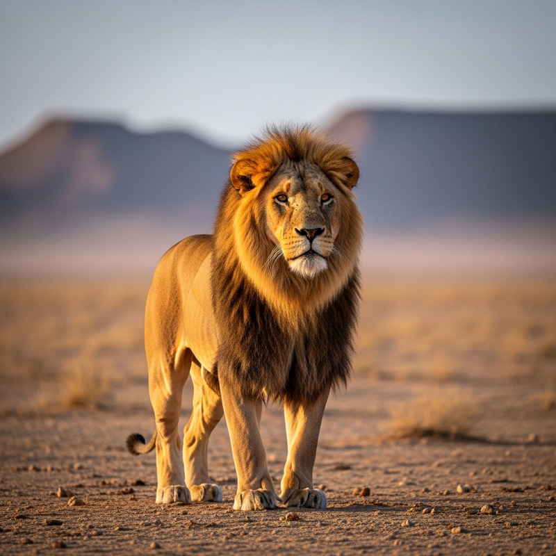 Majestic Lion in Desert | Earthy Wildlife Photography