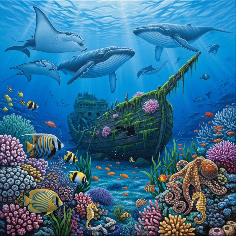 Hidden Wonders of the Depths: Marine Painting Hidden Wonders of the Depths: Marine Painting