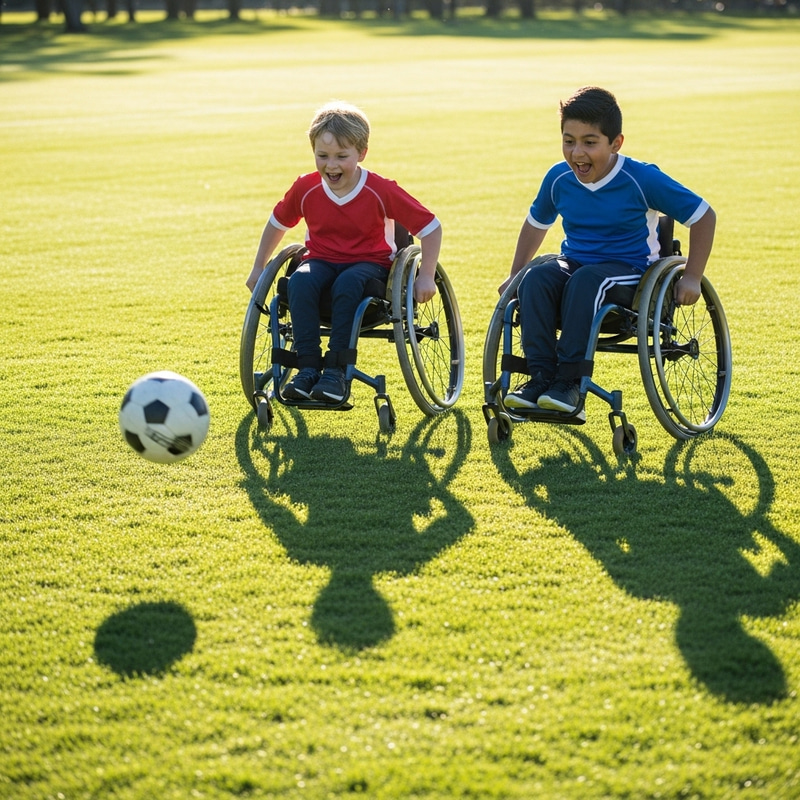 Inclusive Football Game: Heartwarming Playtime Scene Inclusive Football Game: Heartwarming Playtime Scene
