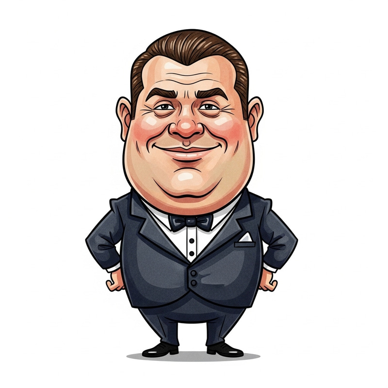 Exaggerated Cartoon Character in Tuxedo Exaggerated Cartoon Character in Tuxedo