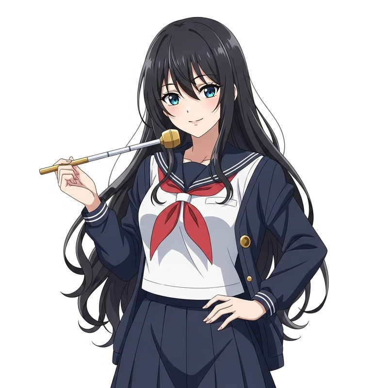 Dark Haired Anime Girl | Vibrant Eyes & Lively Demeanor