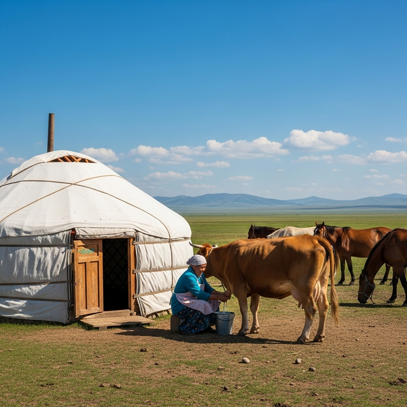 Kazakh Yurt in the Steppe: Serenity & Tradition