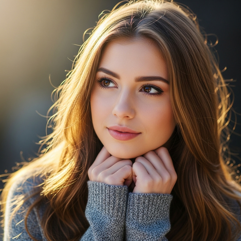 19-Year-Old Caucasian Girl with Long Golden Brown Hair and Deep Brown Eyes 19-Year-Old Caucasian Girl with Long Golden Brown Hair and Deep Brown Eyes