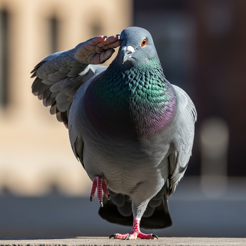 Muscular Pigeon Saluting - Majestic Pose in Honor Muscular Pigeon Saluting - Majestic Pose in Honor