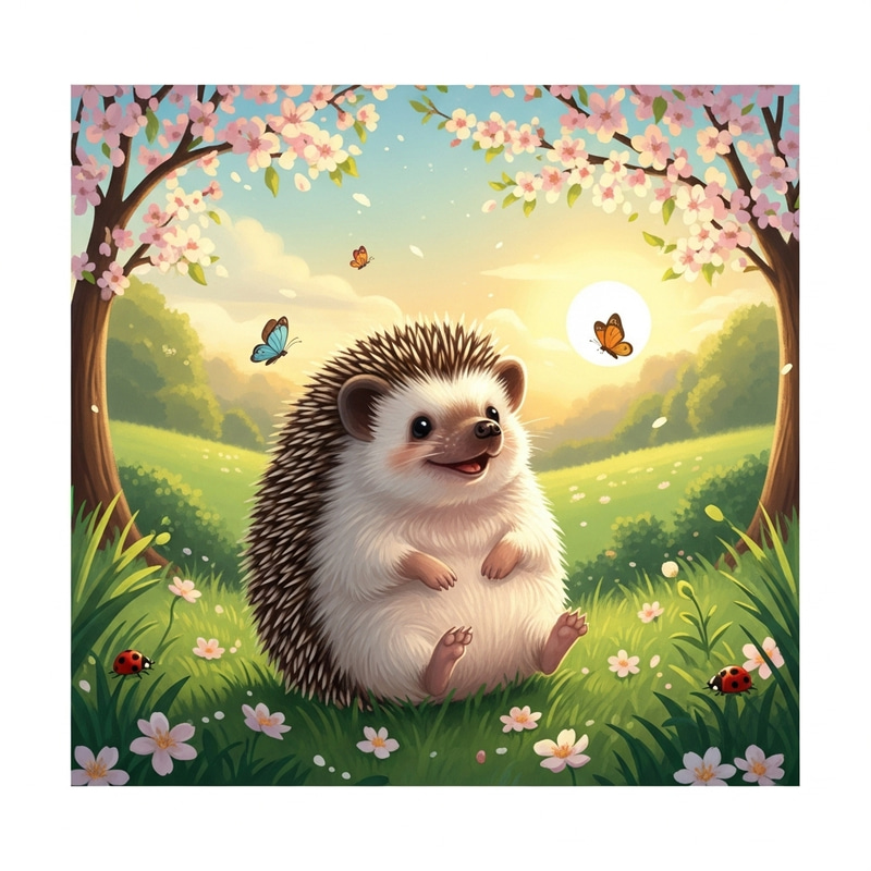 Colorful Hedgehog Scene in Lush Setting