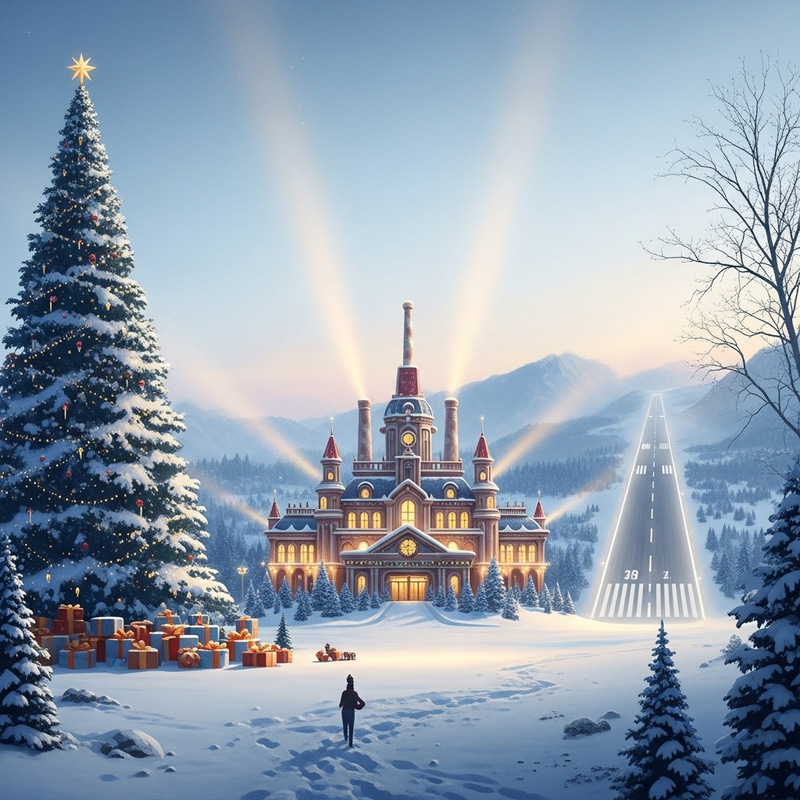 Magical Christmas Toy Factory - Enchanted Winter Scene Magical Christmas Toy Factory - Enchanted Winter Scene
