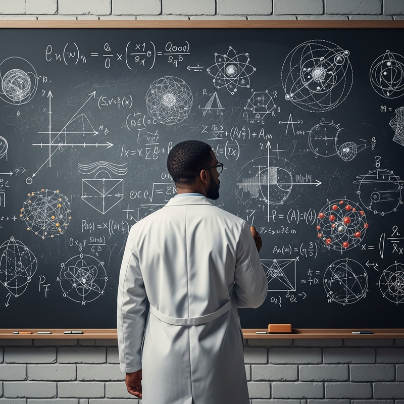 African American Man in Deep Quantum Physics Study African American Man in Deep Quantum Physics Study