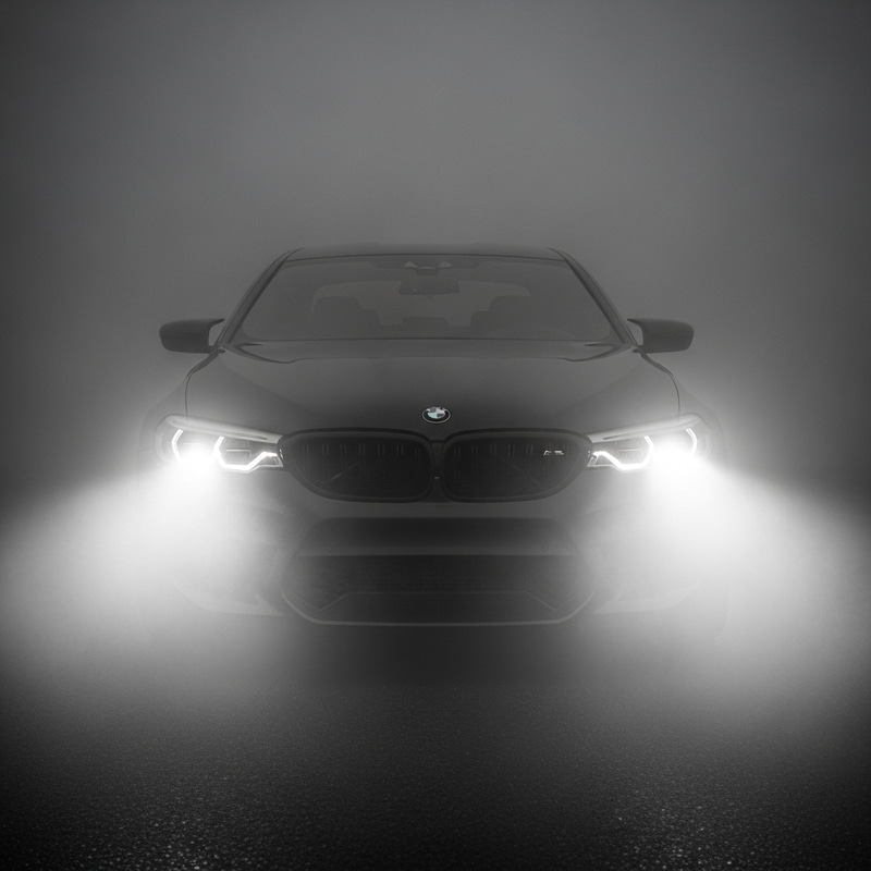 Eerie BMW M5 Headlights in Fog | Terrifying Display Eerie BMW M5 Headlights in Fog | Terrifying Display