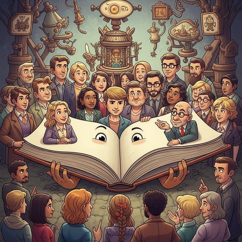 Colorful Book Conversations: Vibrant Illustrations in High-Resolution