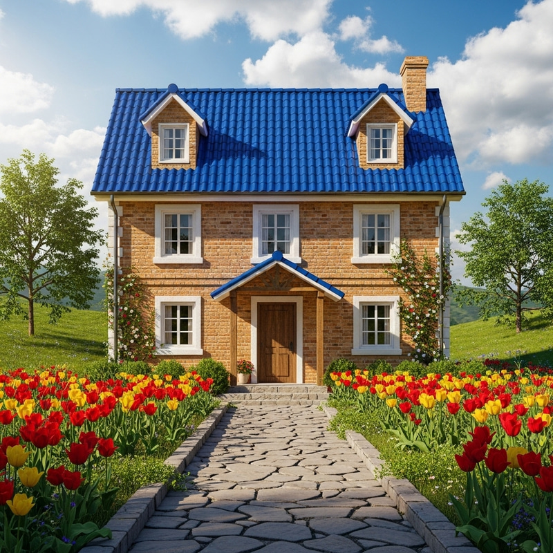 House with Blue Roof - Beautiful Home House with Blue Roof - Beautiful Home