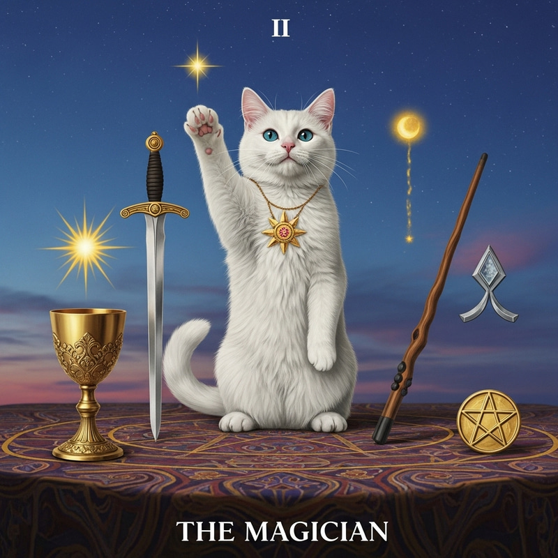 The Magician White Cat Tarot Card: Mystical Interpretation The Magician White Cat Tarot Card: Mystical Interpretation
