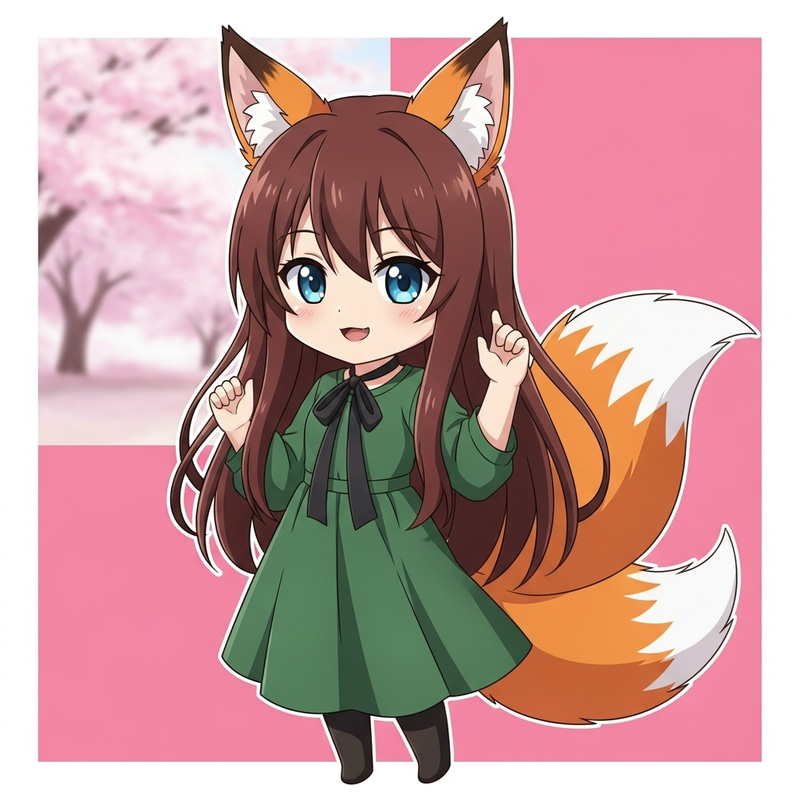 Cute Chibi Anime Fox Girl - Adorable Art Cute Chibi Anime Fox Girl - Adorable Art