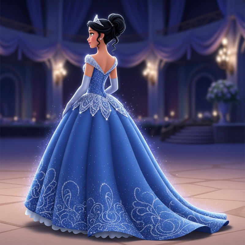 Animated Princesa Disney Style Quinceañera in Blue Dress Animated Princesa Disney Style Quinceañera in Blue Dress