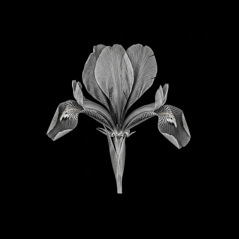 Monochrome Pressed Flower Chimera - Detailed Botanical Photo Monochrome Pressed Flower Chimera - Detailed Botanical Photo