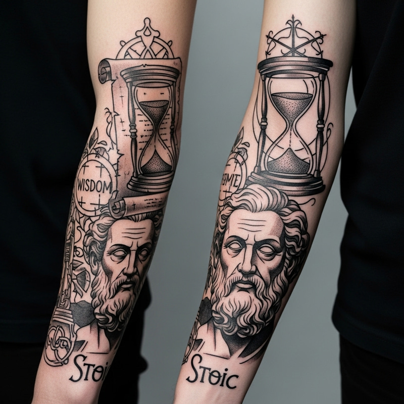 Stoic Philosophy Arm Tattoo: Ancient Wisdom Design Stoic Philosophy Arm Tattoo: Ancient Wisdom Design