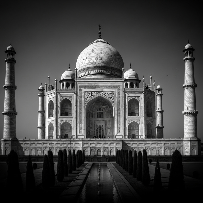 Stunning Black Stone Taj Mahal Replica - Architectural Digital Painting Stunning Black Stone Taj Mahal Replica - Architectural Digital Painting
