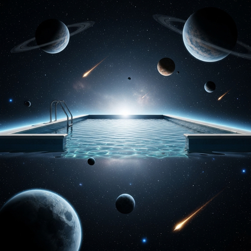 Celestial Pool: Tranquil Oasis Amidst Cosmic Chaos
