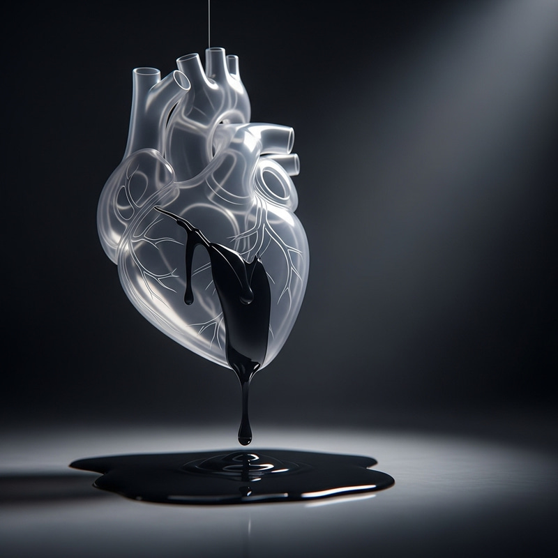 Plastic Heart Leaking Black Liquid - Dark Fantasy Art