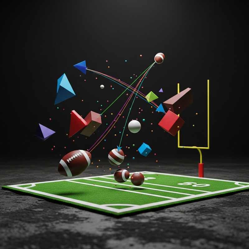 Abstract Football Field Art: Kinetic Energy and Strategies