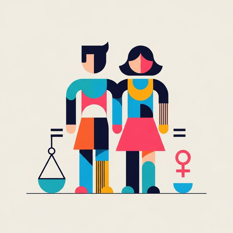Modern Gender Equality Illustration with Abstract Figures